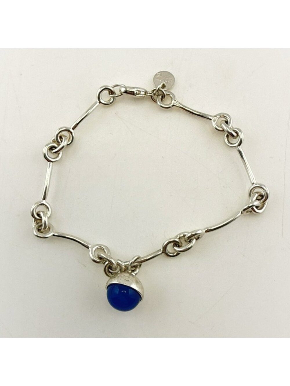 Michael Graves Bracelet Sterling Silver Blue Modernist Link Orb Minimal Artsy